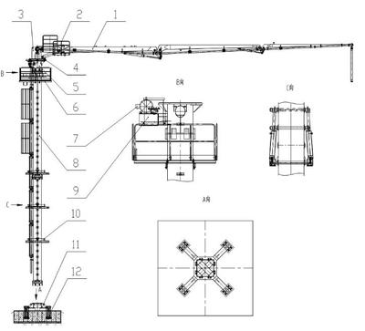 信瑞重工HG28A-3R-II电梯井内爬式布料机